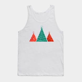 Red and green watercolor Christmas trees Tank Top